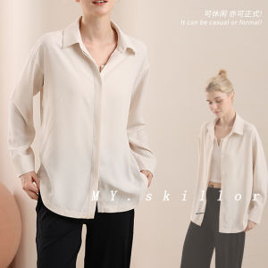 Casual Loose Long Sleeve Shirt Spring Autumn Office Simple Elegant Drapey Wide Leg Pants Breathable Polyester Womens Clothing