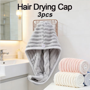 3Pcs Microfiber Hair Drying Cap -   Soft Absorbent Quick Dry Towel Caps for Frizzy Hair Care | Anti-Frizz Hair Wrap