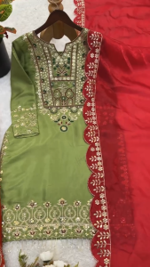 EOs Premium Embroidered Kurti Sharara Set with Lace Border Dupatta – Festive Collection