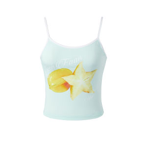 Áo Ba Lỗ in Hình Trái Cây Ôm Vừa Vặn SEENFAAN Mùa Hè 25 Năm Thiết Kế Màu Tương Phản Viền Quần Áo Nữ Cotton Phong Cách Đường Phố