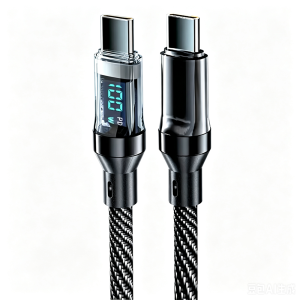 NNBILI 2pcs Fast Charge Cable 120W USB To Type C Nylon Data Transfer Cord Type C to Type C With LED Digital Display Type C Cable
