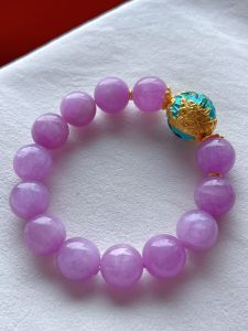 Natural Spodumene Purple Original Bracelet Sterling Silver Ancient Gold Dragon Ball Single Ring Bracelet for Men and Women Purple Crystal Simple Style