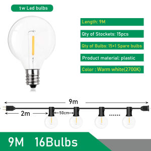Festoon LED Globe String Fairy Lights G40 Outdoor For Christmas Birthday Party Garden Decor Garland Lamps Street Patio Backyard