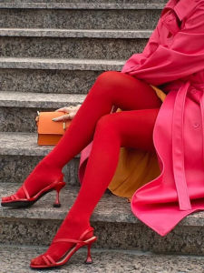 Quần Tất Liền Thân Bó Sát Màu Đỏ Quyến Rũ Siêu Mỏng Trong Suốt Chất Liệu Thun Co Giãn Liền Mạch Dành Cho Cô Dâu Cưới Chất Liệu Polyester