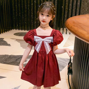 Dress Anak Cewek Korea Lengan Pendek Motif Pita Renda usia sampai 6 Tahun Ke atas Elegan G 14