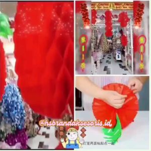 (1PCS) LAMPION IMLEK NENAS PVC ANTI AIR / LAMPION BULAT MERAH CHUN / GARLAND TARIK IMLEK FU / LAMPION 3 SUSUN 5 SUSUN / GANTUNGAN LENTERA LIPAT HIASAN IMLEK / RED LANTERNS CHINESE NEW YEAR PINEAPPLE HONEY COMB / NN7325