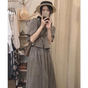 QINGMUZI | Elegant Chic French Campanula Dress Set Summer