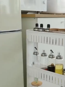 Slim Trolley Rack 2/3/4 Tier Kitchen Bathroom Storage Organizer with Wheels Narrow Gap Multipurpose Shelf Space Saving Mobile Rack White SG Seller Ready Stock