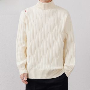 HENGYUANXIANG | Hengyuanxiang Mens Thickened High Collar Sweater Winter Warm Casual Knitted Base Layer Grey Inner Wear City Fashion Polyester Fiber