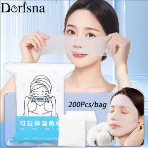 Dorisna 200 miếng bông ướt co giãn dùng một lần miếng bông tiết kiệm nước loại bỏ trang điểm cầm tay giấy mặt nạ thoáng khí