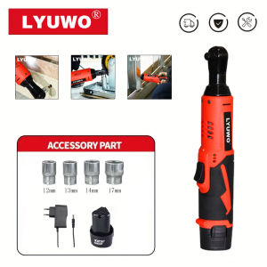 LYUWO 12V 3/8 Rechargeable Electric  Ratchet Set Angle Drill Screwdriver To Remove Screw Nut Automobile Maintenance Tool