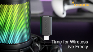 Manila Stock MAONO DM40 Wireless Microphone AI Noise-canceling microphone RGB Gaming Mic Condenser Microphone With software Mute Noise Reduction AI Voice Changer for PC Phone Gaming Streaming Podcasting