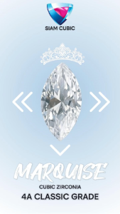 พลอย - CZ  รูปทรงมาร์คีส์ MARQUISE เกรด CLASSIC 4A  White-CZ ( Size 1.5x3 MM.- 8x16 MM.) พลอยสังเคราะห์   พลอยรัสเซีย