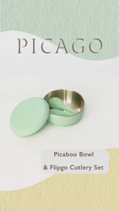 CYD Terra | PICAGO | Baby Children Bowl Fork and Spoon | Toddler Stainless Steel | Food-Grade Silicone | Suction