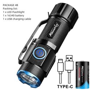 6500K Mini Flashlight High Bright P50 LED Palm Torch Type-C Usb Torch Light child lady Backpack Pocket Outdoor Home Work lamp