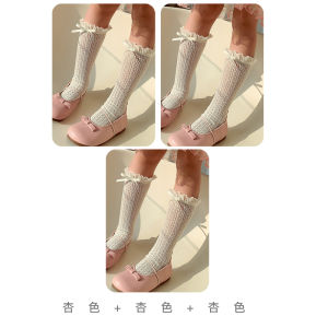 Girls Lace Long Tube Socks Thin Summer Princess Style Pure Color Mesh Breathable Kids Footwear for Girls Ages 0-16