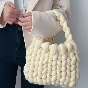 【Fashion Park】{2024-New}🌺นิ่มแฟชั่นขนสัตว์ชุบแข็งกระเป๋าลำลองหญิงทอมือกระเป๋าสบายๆของผู้หญิงน้ำหนักเบาระบายอากาศได้ของขวัญวันหยุดสำหรับไปโรงเรียน