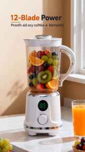 IUIGA 600ml Portable Blender - 12 Blades Powerful Cordless Smoothie Maker USB Rechargeable Juicer Cup for Gym/Office
