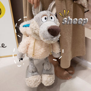 25cm/35cm/50cm ตุ๊กตาหมาป่าในคราบแกะ ตุ๊กตาหมาป่าสีเทาขนนุ่มน่ากอด ของขวัญ วันเกิด สำหรับเด็กชายหญิง เพื่อนกอดและนอนหลับ