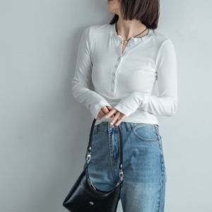 Spring 2025 New Style Simple Versatile Deep Grey Slimming Pure Desire Long Sleeve Fitting Design Sensation Simple Inner Wear T-Shirt