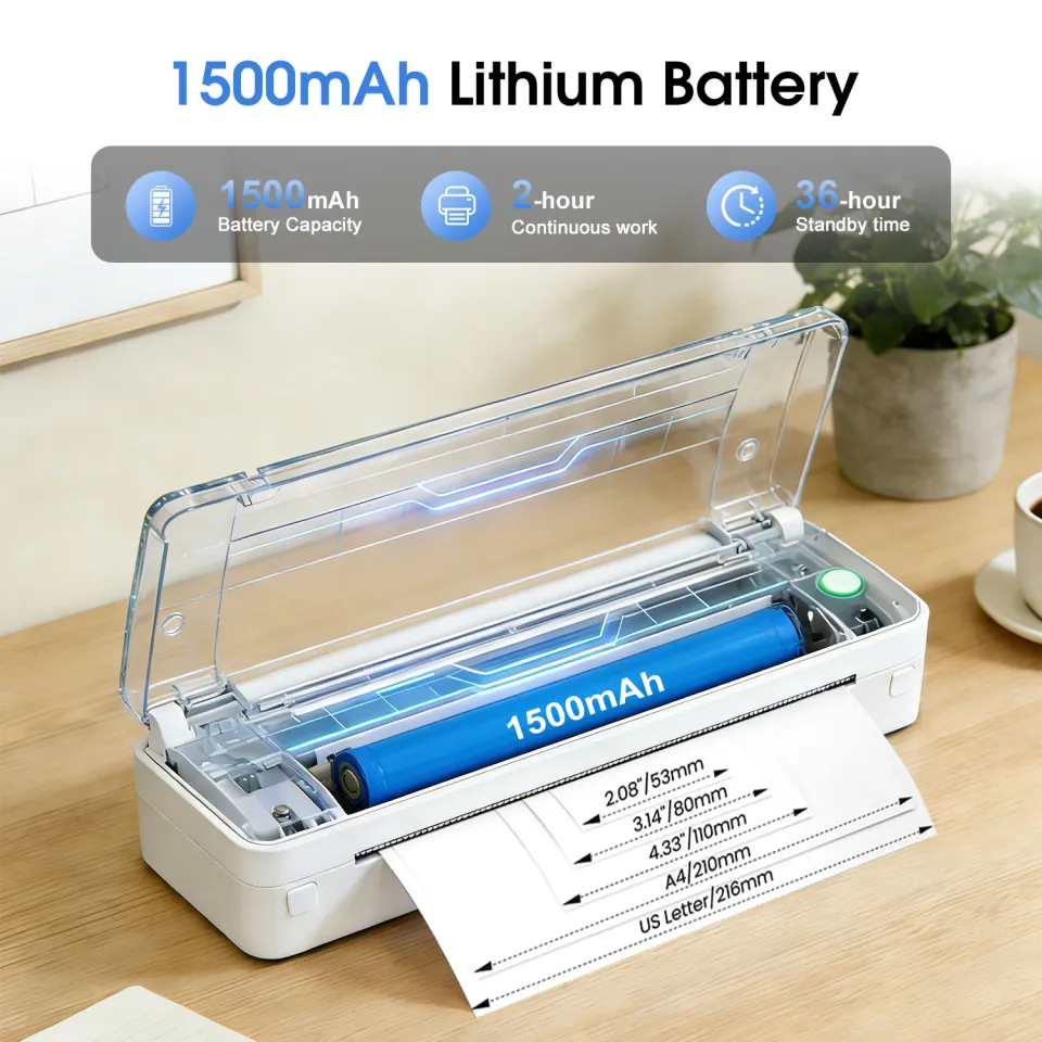 U8 Portable A4 Thermal Printer, Wireless Bluetooth for Digital