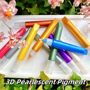 10ml Tubes Pearlescent Acrylic Tracing Pen Metallic Pigment for Glass Painting Fabric Graffiti Golden Beginners 3D Outlining Pen