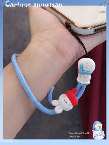 Cute Christmas Cartoon Short Phone Strap Womens Style Anti-Loss Wristlet Buckle Mobile Phone Pendant Universal Shell Holder