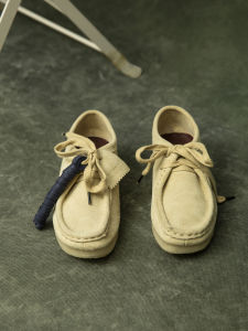 Genuine Leather Wallabee Loafers Short Boots Kangaroo Slip-On Shoes Retro British Style Suede Velvet Surface Daily Wear Womens Shoes