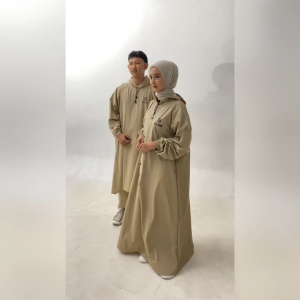 Jas Hujan SULTAN Gamis Cream Wanita Muslimah Jumbo Premium Waterproof Anti Rembes