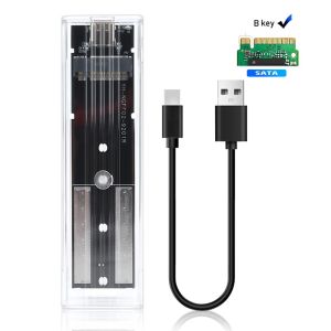 KEBIDUMEI Clear USB Type C 5/10Gbps PCI-E M2 SSD External Enclosure Hard Disk Box M.2 NVME PCIe Protocol NGFF SATA SSD Case