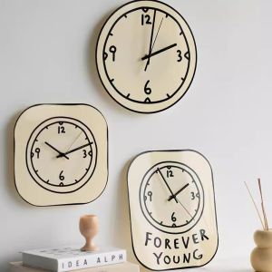 Cream Modern Minimalist Acrylic Bell Wall Mounted Design Living Room Mute Clock Desktop Creativity Childlike Ornaments