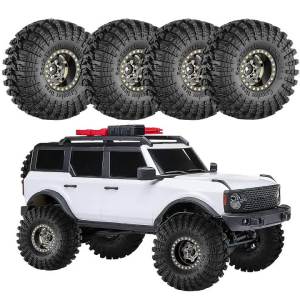 4PCS 1.0" Brass RC Crawler Beadlock Tires and Wheels for 1/18 1/24 Traxxas TRX4M SCX24 Axial SCX24 AX24 FCX24 Upgrade Parts