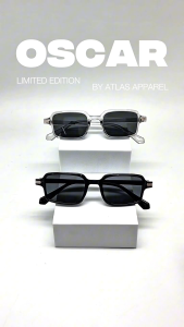 Atlas Apparel OSCAR UV Protected Sunglasses for Men (Size 45) - UV400 Square Frame for Round Face