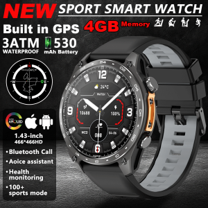 2025 New T-Rex 3 Tactical Smartwatch Built-in GPS Offline Map 4GB Memory 5ATM Waterproof Swimming Men Militray Smart Bracelets