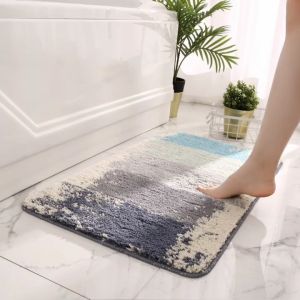 Water Color Design Floor Mat Luxury Soft Shaggy Bath Rug Tikar Lantai Bathroom Living Room Entrance Mat