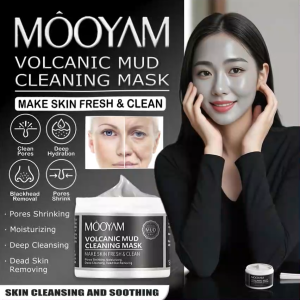 MOOYAM Volcanic Ash & Hyaluronic Acid Mask 120g- Hydrating Clay Formula for Combination Skin | Dual Action: Removes Blackheads Without Dryness + Brightens Dull Complexion