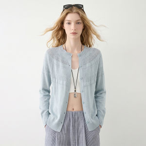 Light Blue Knitted Cardigan Sweater