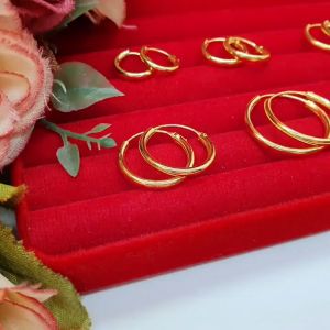 ต่างหูห่วงทอง คละแบบ เสริมบารมี หุ้มเศษทองแท้เยาวราช ใส่ออกงานได้ ใส่อาบน้ำได้ ชุบทอง ใส่แทนของจริงได้ (9 แบบ)