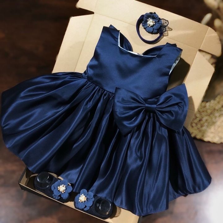 Baby Navy Blue Theme Dress Cotton-Polyester Blend Dress 18-24 Months Baby  Set 3-4 Years Baby Dress - Lazada | Lazada