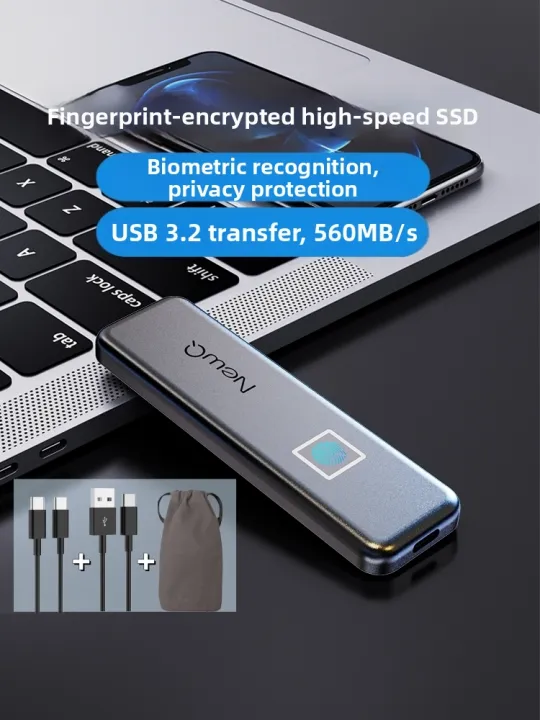 NEWQ | Fingerprint Encrypted Portable Hard Drive SSD