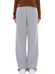 Grey Drapey Sweatpants Comfortable Drawstring Elastic Versatile Casual Pants Womens Natural Waist Cotton Blend Leisure Trousers