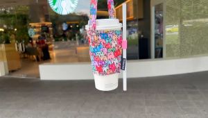 PUNKSTAR Portable Beverage Cup Foldable Holder Carrier Reusable Drink Sleeve Handle Carry Strap for Coffee Bubble Tea Hot & Cold Drink with Integrated Straw Holder