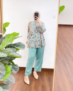 NEW One Set Inara Setcel Bunga Rayon Diamond Mix Cringkle Setelan Wanita Viral 2023