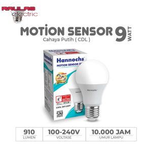 Led Hannochs Motion Sensor 9 Watt - Lampu Led Hannochs Sensor Gerak Cahaya Putih