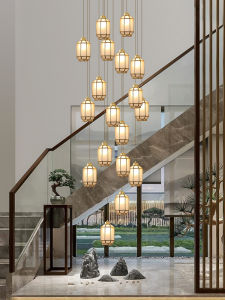 Copper New Chinese Style Long Chandelier