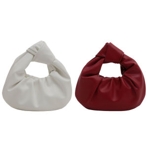 Elegant and Practical PU Leather Handbag for Women Casual Clutch with Shoulder Strap and Pleated Details in Neutral Tones