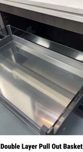 Kitchen Pull Out Basket Dish & bowl Rack 2layer Aluminium Alloy + Tempered Glass Pull Out Basket Kitchen Cabinet Rack