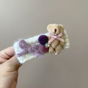 Autumn and Winter Plush Bear Barrettes Side Bunny Hairpin Cute BB Clip Does Not Hurt Hair Bang Clip Forehead Headdress