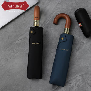 LORDWEY&Parachase Rain Umbrella Automatic Wooden Curved Handle Business Umbrella Design Corporation 10K Windproof Big Fold Umbrella Man