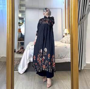 SETELAN TUNIK ELEGAN RAYON DIAMOND PREMIUM MIX CELANA CRINGKLE